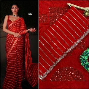 Ropa étnica de moda de último diseño, Sari Georgette de 60 gramos con bordado de lentejuelas pesado de 5MM, venta completa, exportador - Product Image 1