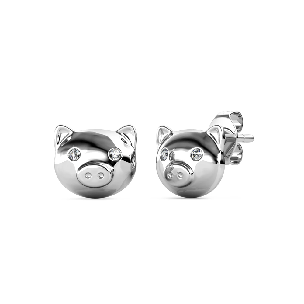 Brass 18k White Gold Plated Kid Earrings
