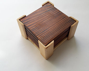 Serving Coasters 4 Pieces <b>Set</b> Brown Color Tea or Coffee Serving <b>Plates</b> Wood Made Coaster/Mats Paid Tea Serving Coasters Stone - Product Image 2