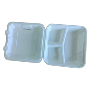 Fiambrera desechable para llevar 9X9 , 8X8 3CP CLAMSHELL hamburguesa caja hecha de bagazo de caña de azúcar para envasado de alimentos para camión de alimentos - Product Image 1