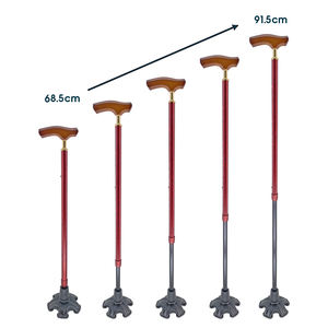 Bastón ligero de aleación de aluminio ajustable de 27-36 "con agarre de madera y almohadillas de goma para pies - Product Image 3