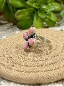 แหวนหอยสังข์สีชมพูทำด้วยมือสไตล์ตะวันตกเฉียงใต้ทำด้วยมือทำจากเงินสเตอร์ลิงขนาดหรูหราเครื่องประดับ10.5สำหรับโอกาสพิเศษ - Product Image 3