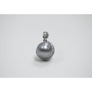 Pendentif en perle noire de Tahiti plaqué rhodium Twinkle Circle - Product Image 2