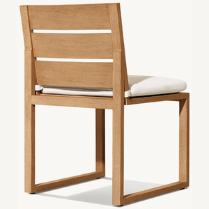 Fauteuil sans accoudoirs en teck, style moderne et épuré, idéal pour l'extérieur, avec mousse souple et résistante. - Product Image 4