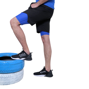 Pantalones cortos deportivos de verano para hombre con logotipo personalizado, pantalones cortos de malla de secado rápido para correr en la playa, pantalones cortos atléticos de entrenamiento de compresión 2 en 1 - Product Image 1