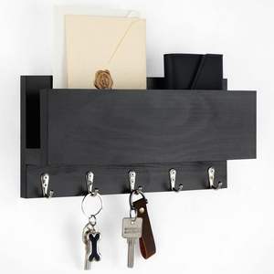 LLavero de <span class=keywords><strong>madera</strong></span> con grabado a <span class=keywords><strong>mano</strong></span> de flores para correo de entrada de pared y llavero con gancho de <span class=keywords><strong>llave</strong></span> de estante para soporte de llavero de Casa de pared - Product Image 4