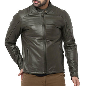 Chaqueta de cuero para uso al aire libre Chaquetas de cuero con cuello levantado para hombre Chaqueta de cuero para hombre al por mayor - Product Image 4