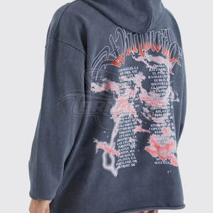 Ropa deportiva OEM personalizada, sudaderas con capucha de mezcla de algodón, sudaderas con dobladillo crudo hechas de poliéster/algodón, fabricante pakistaní - Product Image 3