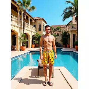 OEM Printed Logo Swim <b>Trunks</b> Casual Polyester Gym Shorts Nylon Shorts Custom unique style Summer <b>Mens</b> unisex Swimwear - Product Image 3