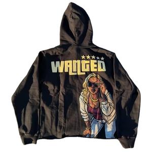 420g Zipper-Up Fleece <b>Hoodie</b> Sweatpants Set 100% Cotton Oversized Fit <b>Lined</b> Design Digital Printing Flock Winter Streetwear <b>Men</b> - Product Image 2