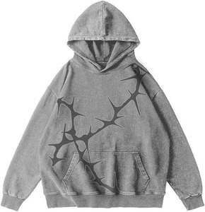 Vente en gros Pull à capuche délavé à l'acide pour hommes avec effet délavé et sweat à capuche carré - Product Image 3
