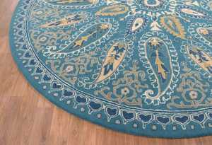 100% alfombras de lana hechas a mano con mechones New Mersey Blue Floral Style Set - Product Image 3