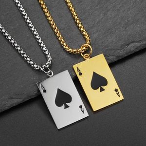Carte de poker en gros coeurs pique un collier Shopify livraison directe collier pour hommes en acier titane pour garçons Hip Hop - Product Image 5
