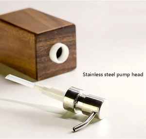 Distributeur de savon en bois durable et écologique fabriqué à la main, pompe en acier inoxydable de haute qualité pour salle de bain de luxe, design élégant - Product Image 1