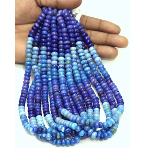 Cuentas de Ópalo de Color Azul Intenso Único en Forma de Rondelle Lisa, Cuentas de Piedra Preciosa de Ópalo Azul Oscuro de 7-10 mm, Cuentas de Calidad AAA - Product Image 1