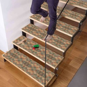 Tapis imprimé à motifs géométriques - Tons doux, ethnique, moderne, pour marches d'escalier, gobelin - Product Image 1