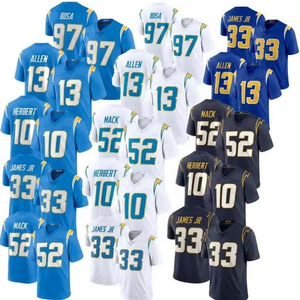 Camiseta de Fútbol Americano Cosida para Hombre, City Chargers 3 Derwin James Jr. 97 Joey Bosa 13 Keenan Allen, Color Azul Polvo NK - Product Image 1