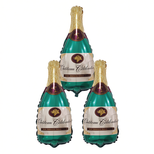 Globos de Aluminio con Forma de Botella de Champán Chateau Celebration, Verdes, 21.5x50cm, Decoraciones para Fiestas - Product Image 2