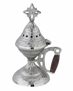 <b>Silver</b> Wood Incense <b>Burner</b> Engraved Texture Good Smells Diffuser for Church Christmas Festival Decoration Wholesale Lavender - Product Image 1