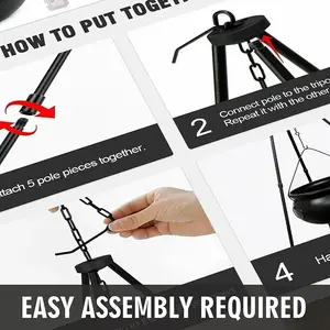 Grand chaudron de sorcière d'Halloween pour l'extérieur avec lumières sur trépied, chaudron décoratif d'Halloween pour décorations extérieures festives - Product Image 6