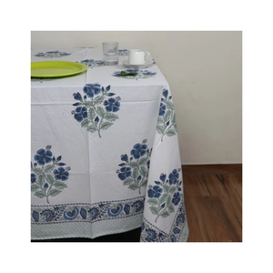 Mantel de Algodón Estampado con Diseño Floral Crema y Borde Botánico, Rectangular, para Comedor, Textil, Venta al por Mayor, OEM - Product Image 2