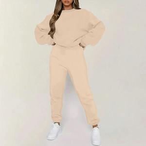 Ensemble sweat à capuche et pantalon de survêtement avec logo personnalisé pour femmes sweat-shirt surdimensionné à épaules tombantes avec motif solide sweat à capuche vierge - Product Image 6