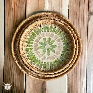 Bandeja decorativa redonda de Vietnam para postre, bandeja para servir de ratán con incrustaciones de perlas Madre, mesa de centro, bandeja de ratán, cesta de frutas de Bambú - Product Image 2