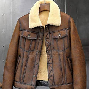 Vestes en peau de mouton pour hommes de haute qualité fabriquées au Pakistan conception personnalisée vêtements d'hiver à capuche taille XS tissu de laine matériel en gros - Product Image 2