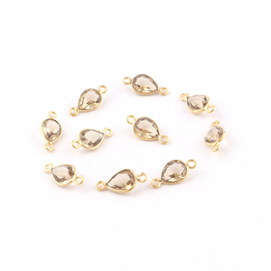 Avishing-conector doble de Latón chapado en oro para joyería, accesorios de joyería con forma de pera de cuarzo melocotón facetado, bricolaje - Product Image 5