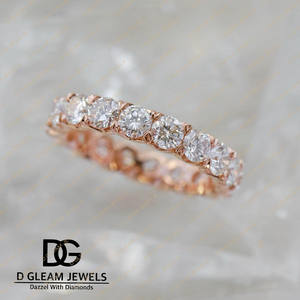 Certified Platinum Women's Moissanite Diamond Eternity Band Ring 3.75ct <b>Rose</b> Gold <b>Top</b>-Rated Ethnic Wedding Engagement - Product Image 4