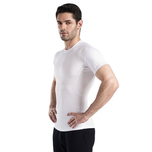 Gym Compression T Shirt <b>Men</b> Polyester Spandex <b>Stretch</b> Muscle Fit Training Quick Dry Breathable Sports Wear OEM Private Label - Product Image 2