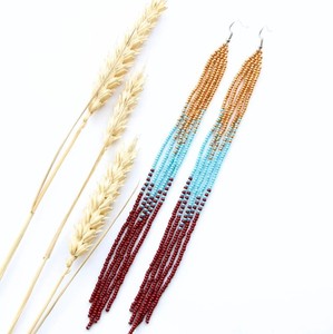 Extra Long <b>Turquoise</b> <b>Earrings</b> Trendy Seasonal Handmade Jewellery Cute Beaded Women Accessory - Product Image 1