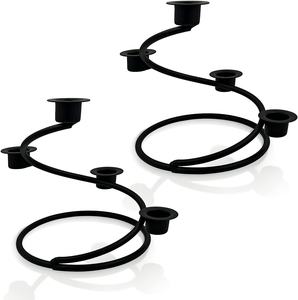 เชิงเทียนสำหรับตกแต่งโต๊ะวางเทียนแบบ3หัวสีดำดีไซน์ใหม่2025 - Product Image 4