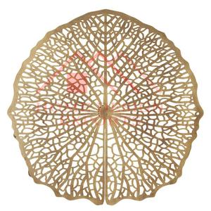 Plaque murale ronde en aluminium fini or pour salon - Product Image 1