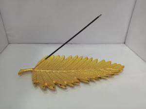 Luxury Golden Leaf Design Aluminium <b>Incense</b> <b>Stick</b> <b>Holder</b> for Home Office And Aromatherapy Fragrance - Product Image 4