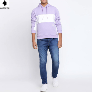 เสื้อฮู้ดแบบสวมหัวของผู้ชายผ้าเทอร์รี่ผ้าฝ้าย100% น้ำหนักเบาลายนูนแบบลำลองสีทึบออกแบบได้ตามต้องการ - Product Image 4