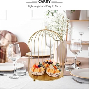 Birdcage Cupcake Soporte de exhibición de servicio clásico Elegante almacenamiento dorado para comida Boda Fiestas de cumpleaños Postre Pasteles Frutas - Product Image 2
