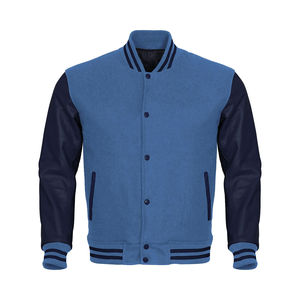 Wholesale Custom Men's <b>Varsity</b> <b>Jackets</b> with Stand Collar High Street Style Winter Letterman Blank <b>Jackets</b> - Product Image 1