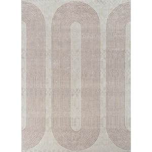 พรมไหมไผ่ผสมขนสัตว์ถักมือ Aakar Kavi Eskn-339 สีงาช้าง ลายเรขาคณิต สำหรับบ้าน ห้องโถง รูปทรงสี่เหลี่ยมผืนผ้า หนา 10 มม. ทำด้วยมือ สำหรับห้องนั่งเล่น - Product Image 1