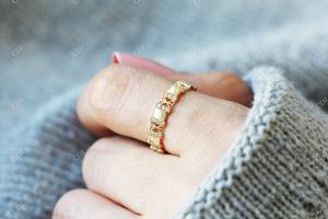 Certifié 14K & 18K Or Bijoux Fantaisie Ronde Moissanite Bande de Fiançailles En Gros Bande De Mariage pour les Femmes - Product Image 4