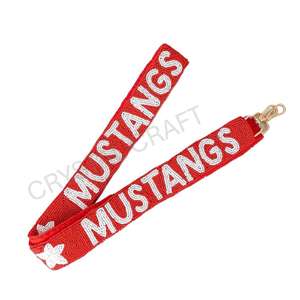 Correa de monedero con cuentas de diseño Bear Down Rizona, correas de bolsa de cuentas de semilla de oro blanco personalizadas, correa de cuentas personalizada para bolsos - Product Image 6