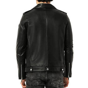 Veste de motard en cuir d'agneau véritable pour homme de qualité supérieure, col bomber zippé d'hiver avec deux poches - Product Image 4