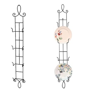 Classic Design Iron Plate <b>Rack</b> Tabletop Standing Plate Holder Black Finished Kitchen Wall Mounted Plate Stand <b>Dish</b> <b>Rack</b> - Product Image 2