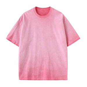 Camiseta lavada desgastada moda transfronteriza teñida talla estadounidense pesada de 245GSM con logotipo bordado personalizado OEM para hombre - Product Image 1