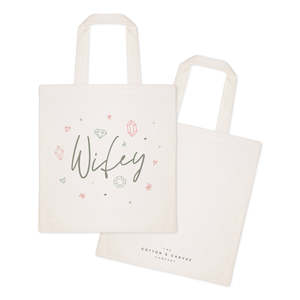 Wifey Wedding Cotton Canvas Tote Bag with Open Gemstone Closure for Special Occasions - Product Image 2