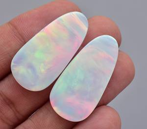 Oparex-ópalo de imitación de nebulosa, Ópalo de imitación para diseño, Gema de ópalo, par de cabujones - Product Image 1