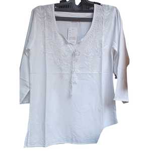 Algodón de alta calidad Lady Chikan Kurti Bordado colorido Trabajo Top Última Camisa de franela Vestido Diseño largo Tallas grandes Franela - Product Image 1