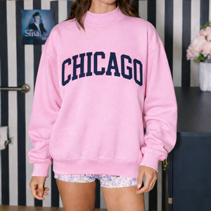 Sudadera Larga Oversize con Cuello Alto para Mujer, Estilo Casual de Washington DC, Moda Otoño Invierno, Suave y Cálida para Uso Diario - Product Image 1