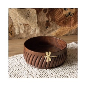 Tazón de Servir de Madera de Acacia de Alta Calidad, Ecológico, Moderno, Pulido, Personalizable, con Base en Forma de Hoja, para Decoración de Eventos de Boda, Logotipo Personalizado - Product Image 2