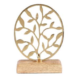 Objet décoratif en aluminium doré avec un design de feuilles métalliques, forme ronde, léger et durable, décoration minimaliste pour la maison - Product Image 6